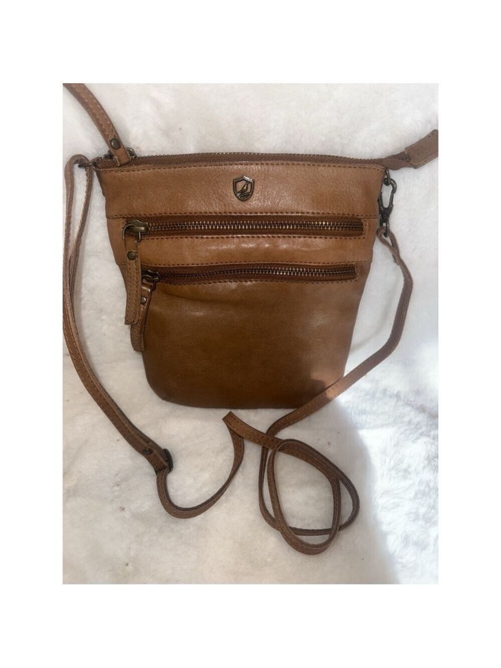 Cochoa Brown Leather Crossbody Purse Travel Bag Pockets Adjustable Strap